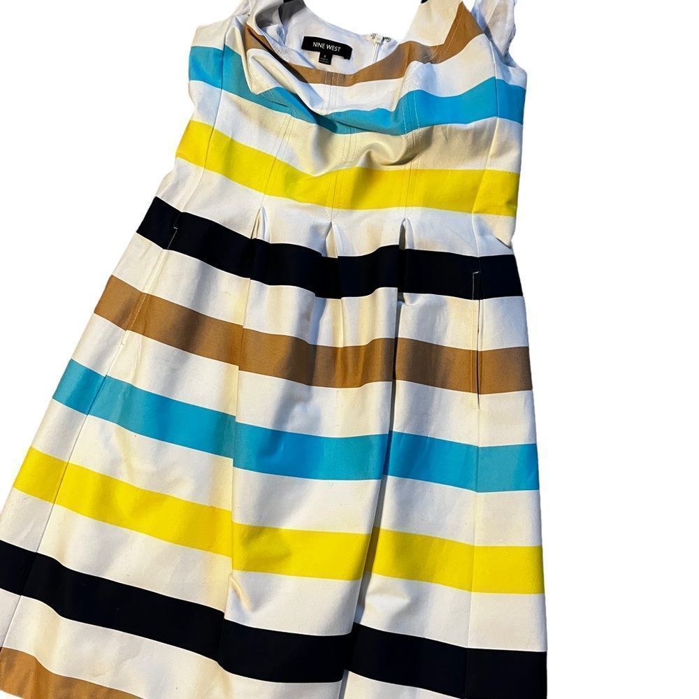 Nine W. sleeveless striped A- Line dress Sz 6 - Picture 2 of 5